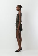 Pulse Satin Romper - CACAO NIB BRWN/BLACK