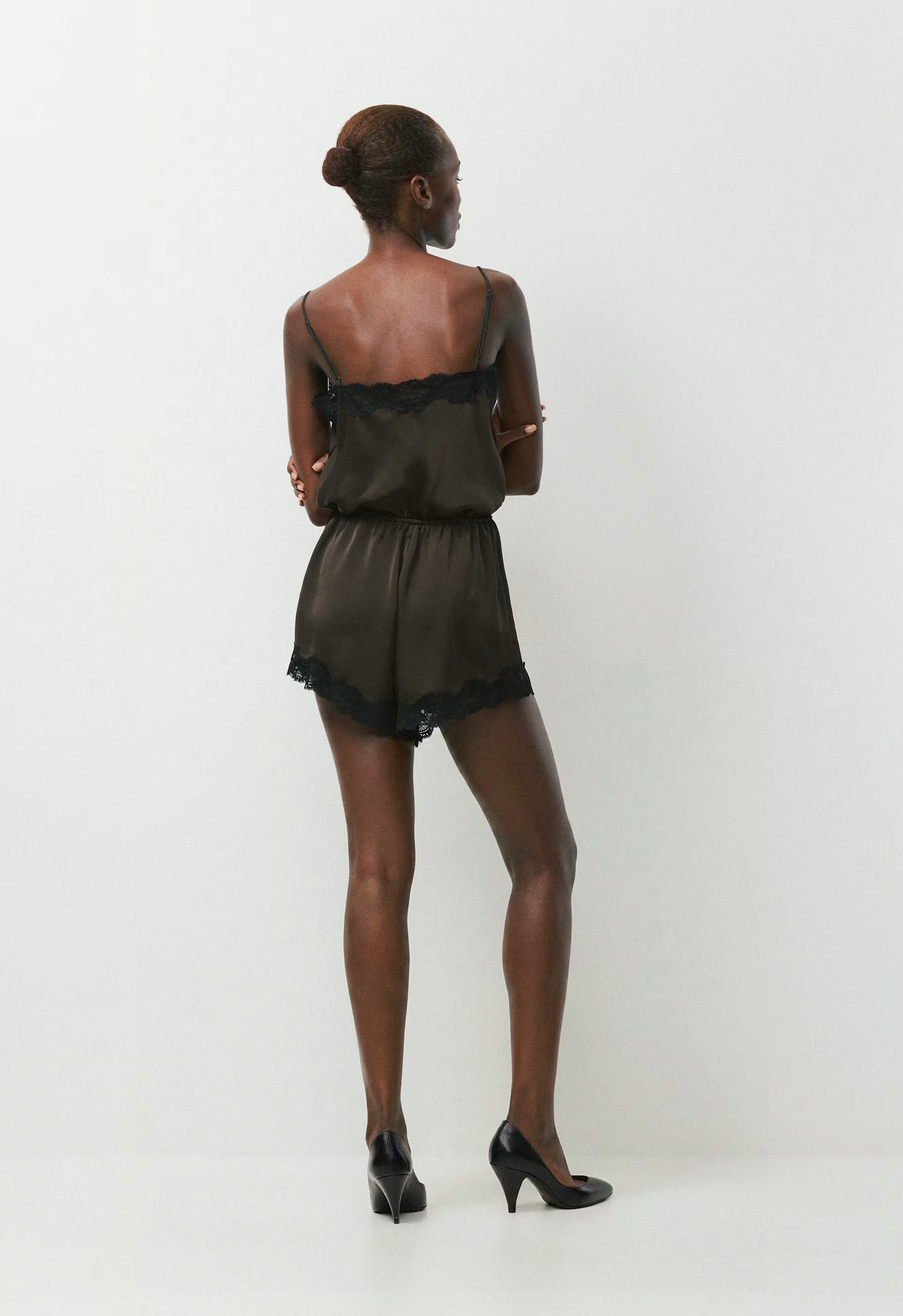 Pulse Satin Romper - CACAO NIB BRWN/BLACK