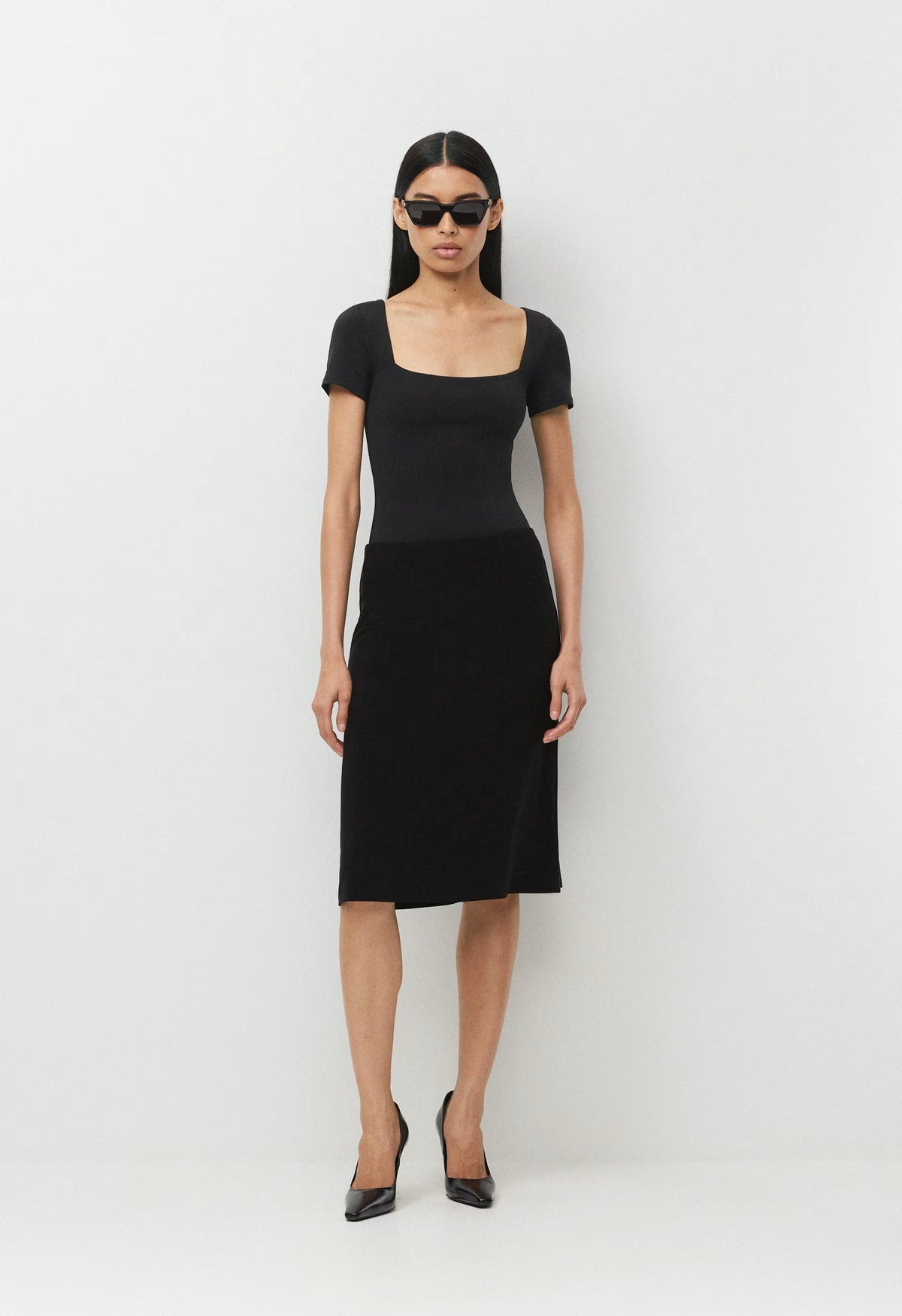 Original Contour Manner Squareneck Bodysuit - BLACK