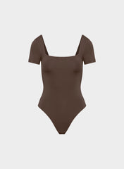 Original Contour Manner Squareneck Bodysuit - RICH MOCHA BROWN
