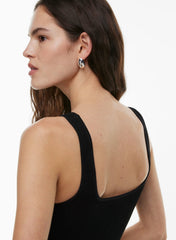 Sculpt Knit Squareneck Cropped Tank - BLACK