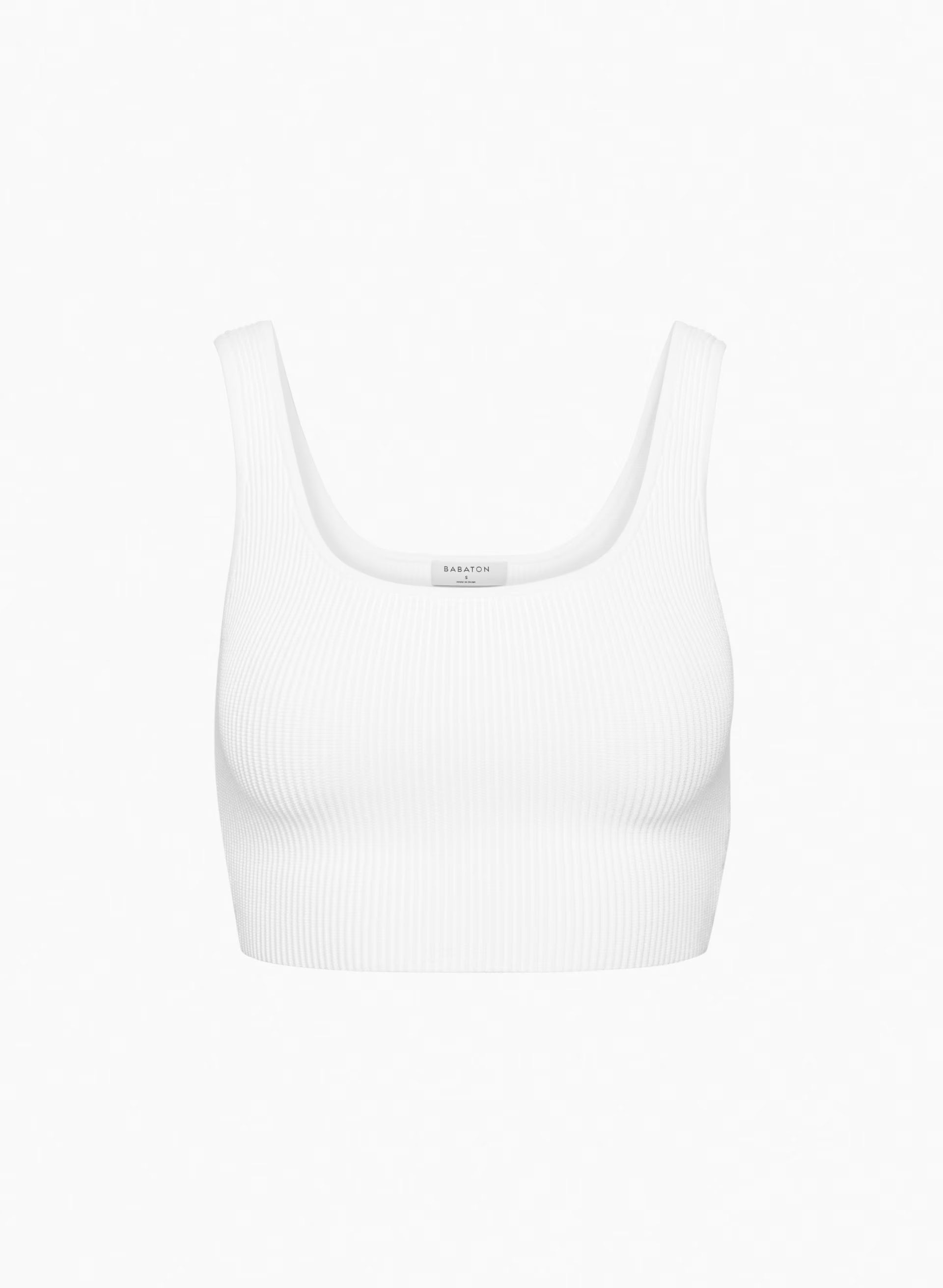 Sculpt Knit Squareneck Cropped Tank - WHITE