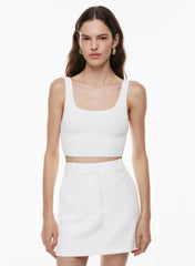 Sculpt Knit Squareneck Cropped Tank - WHITE