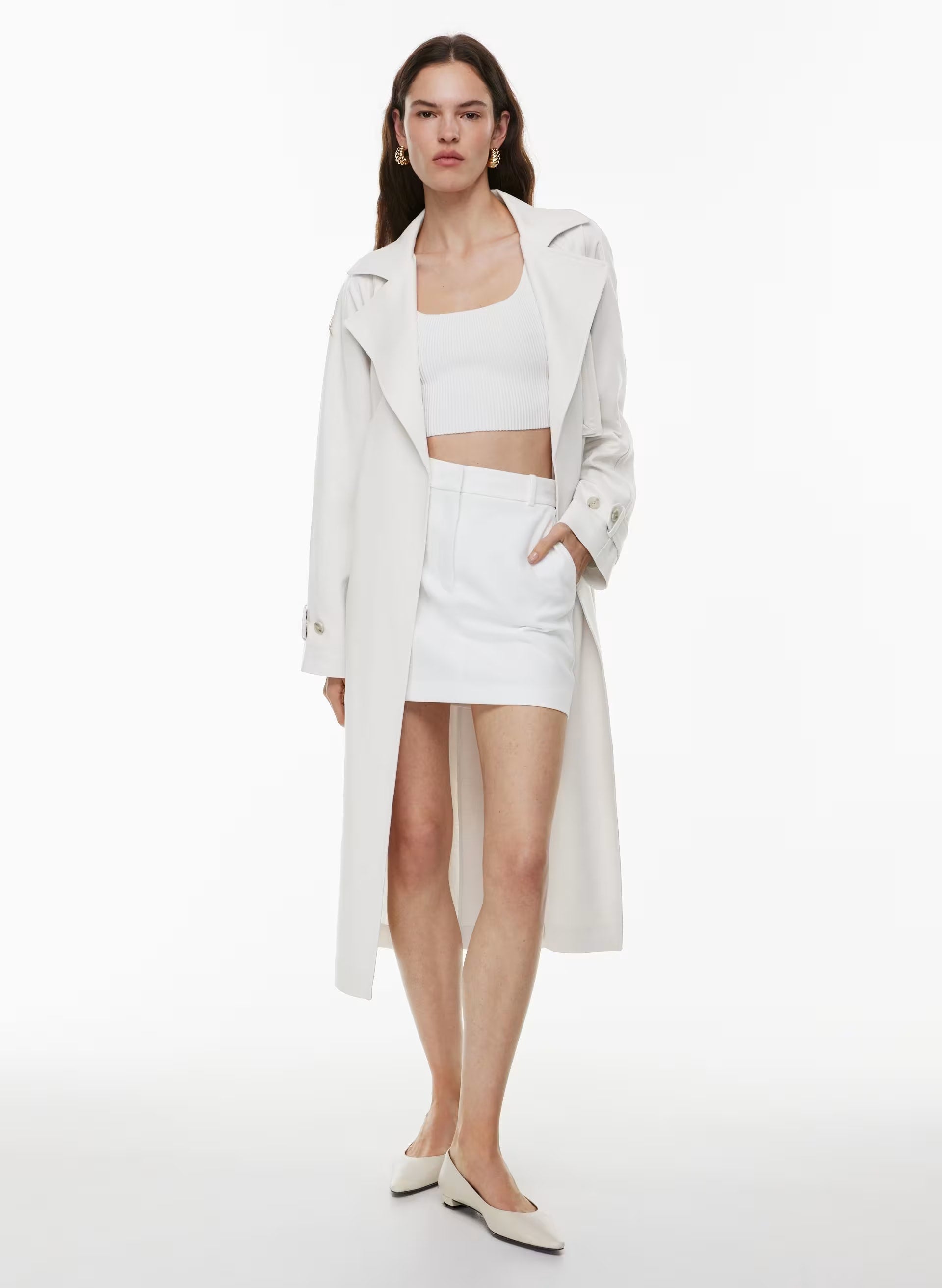 Sculpt Knit Squareneck Cropped Tank - WHITE