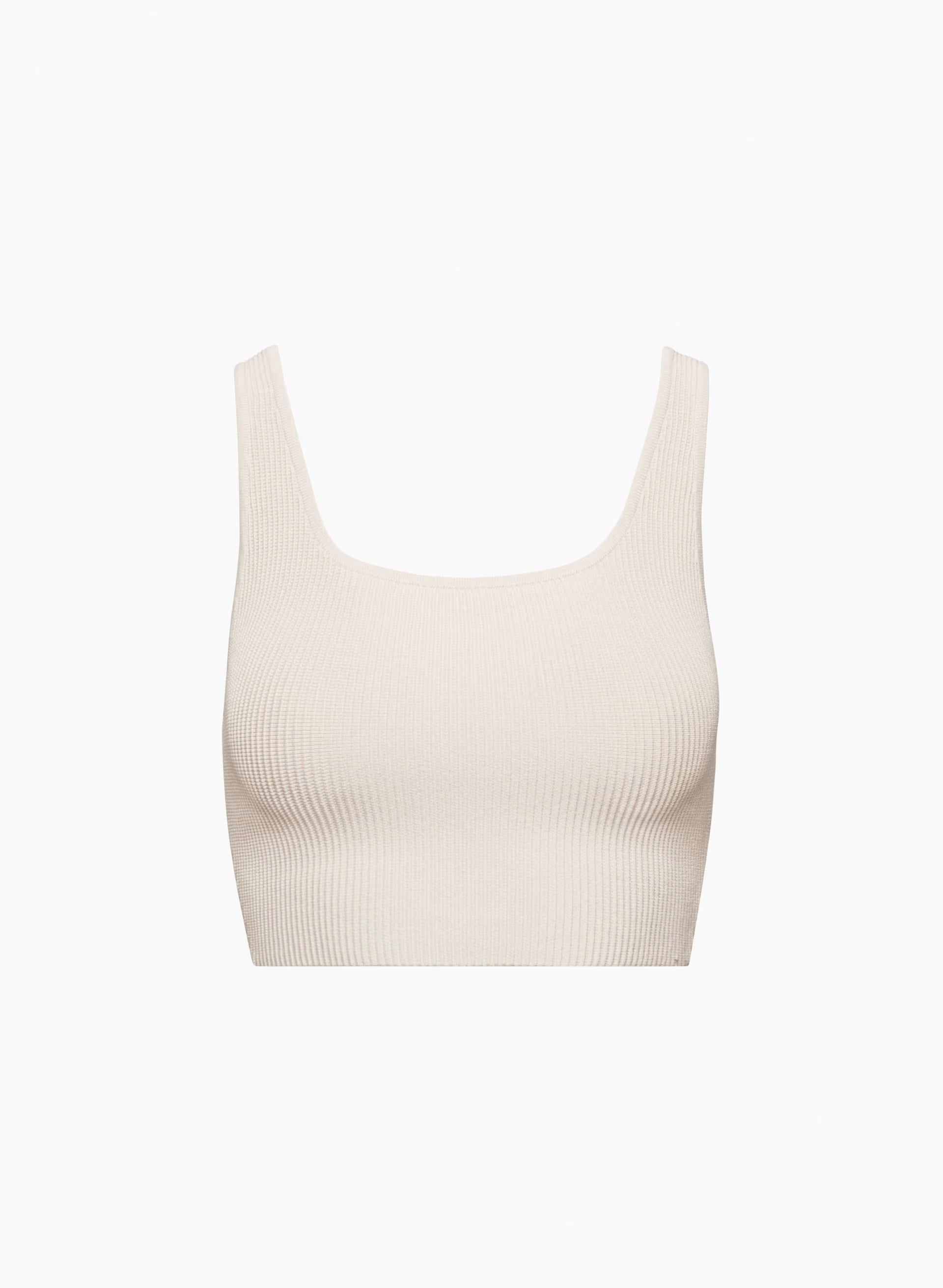 Sculpt Knit Squareneck Cropped Tank - MATTE PEARL