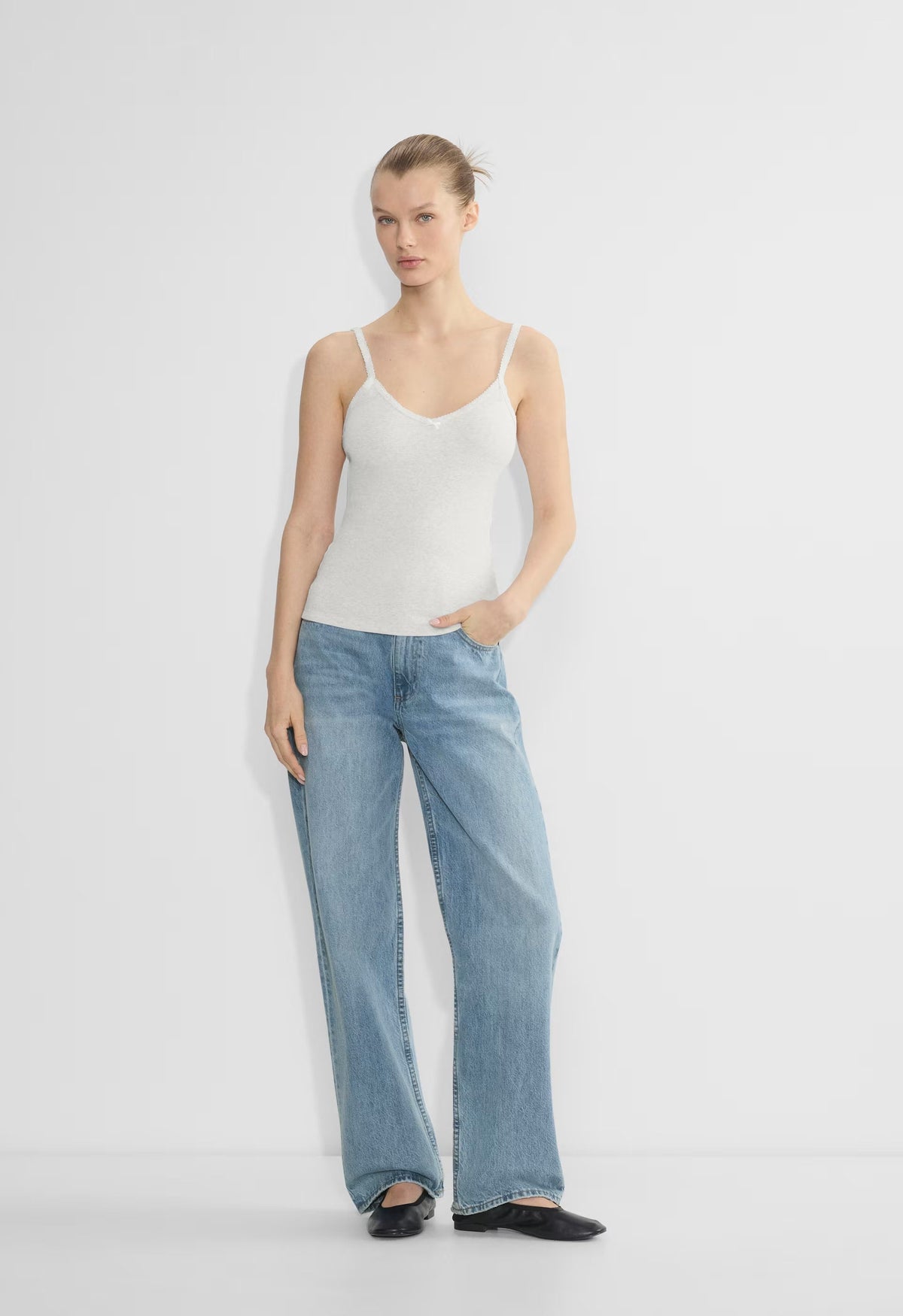 HomeStretch™ Rib Minded Cami Tank - HEATHER CLOUD WHITE