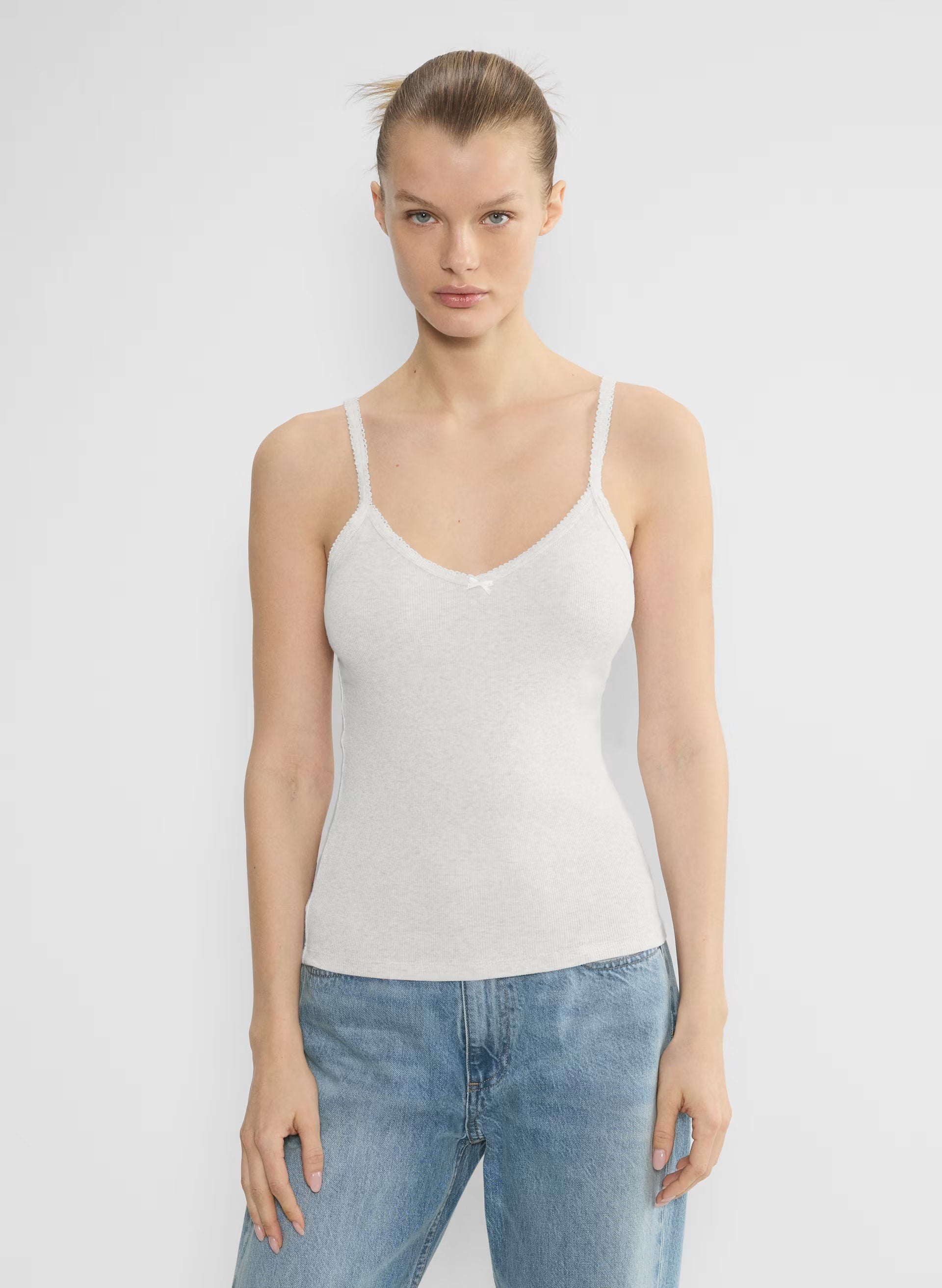 HomeStretch™ Rib Minded Cami Tank - HEATHER CLOUD WHITE