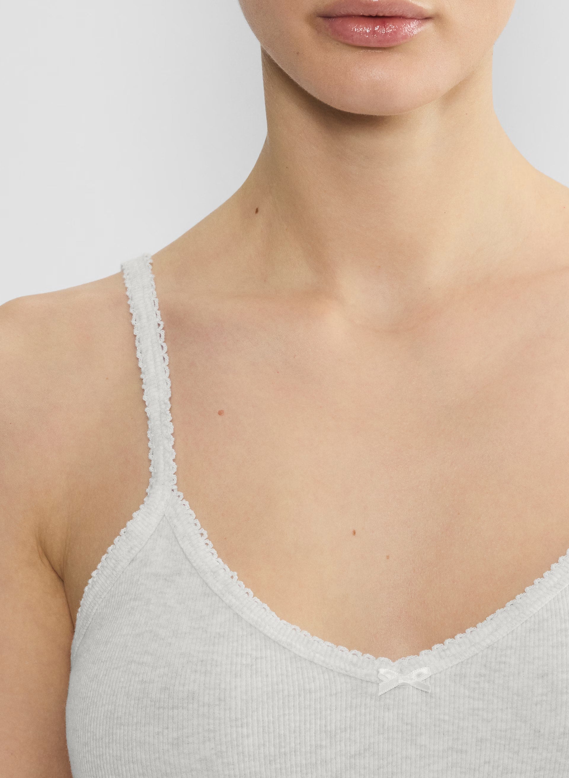 HomeStretch™ Rib Minded Cami Tank - HEATHER CLOUD WHITE