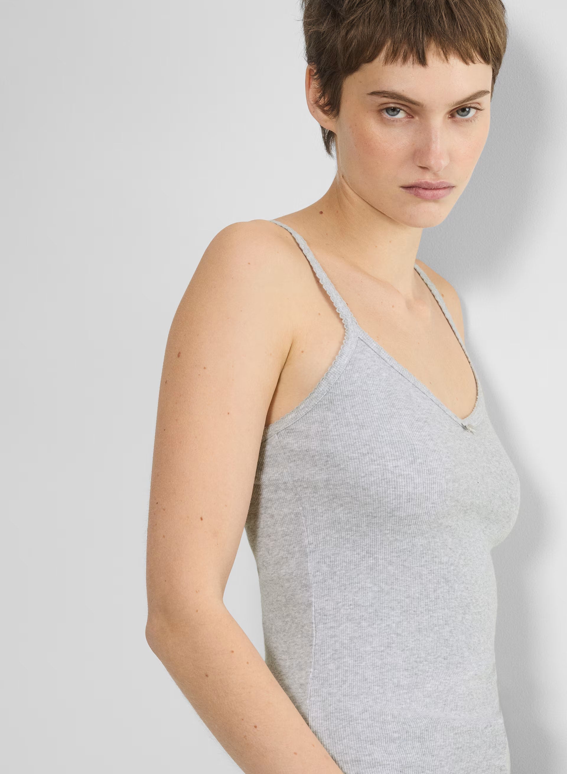 HomeStretch™ Rib Minded Cami Tank - HEATHER CHROME