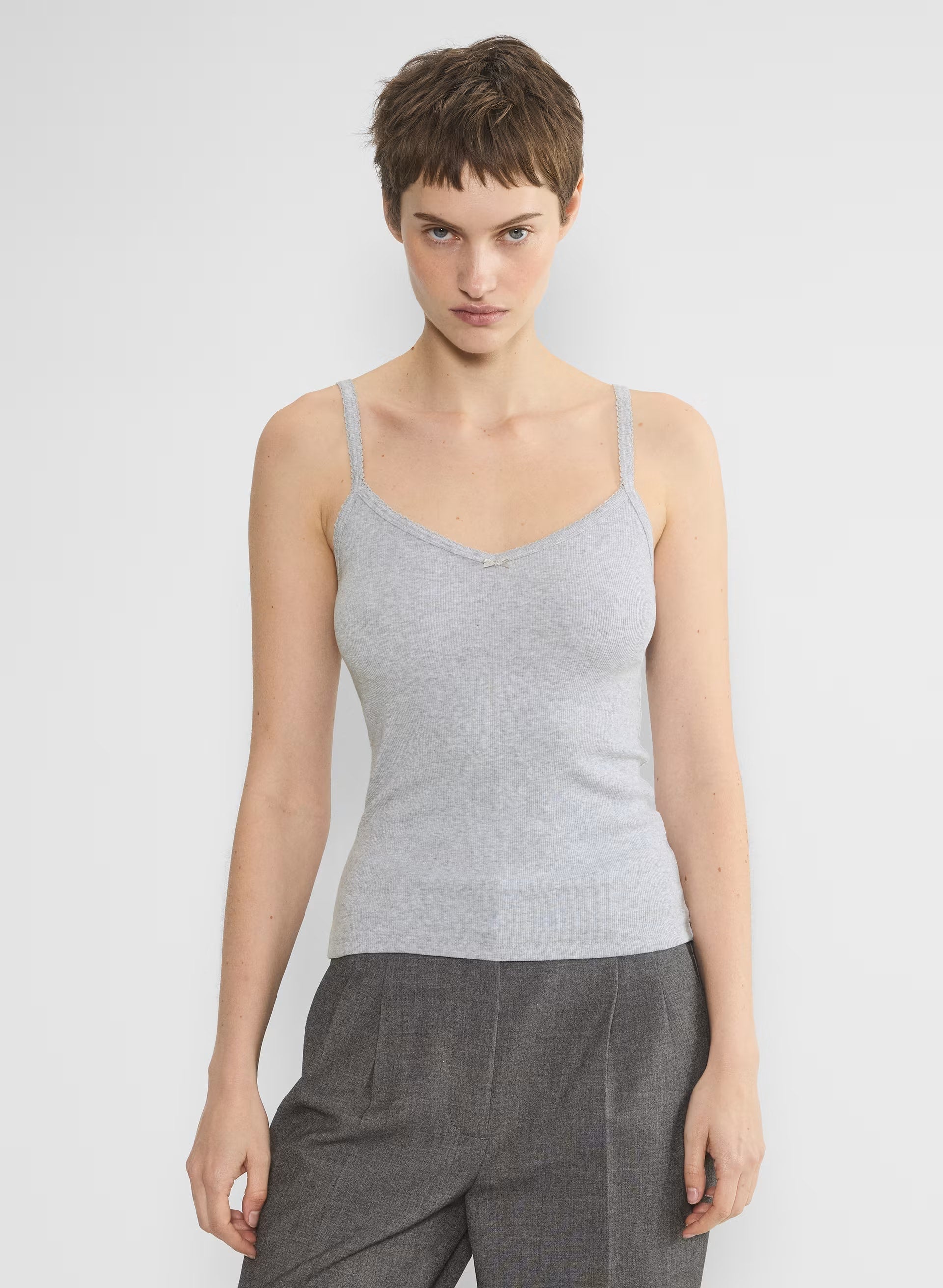 HomeStretch™ Rib Minded Cami Tank - HEATHER CHROME