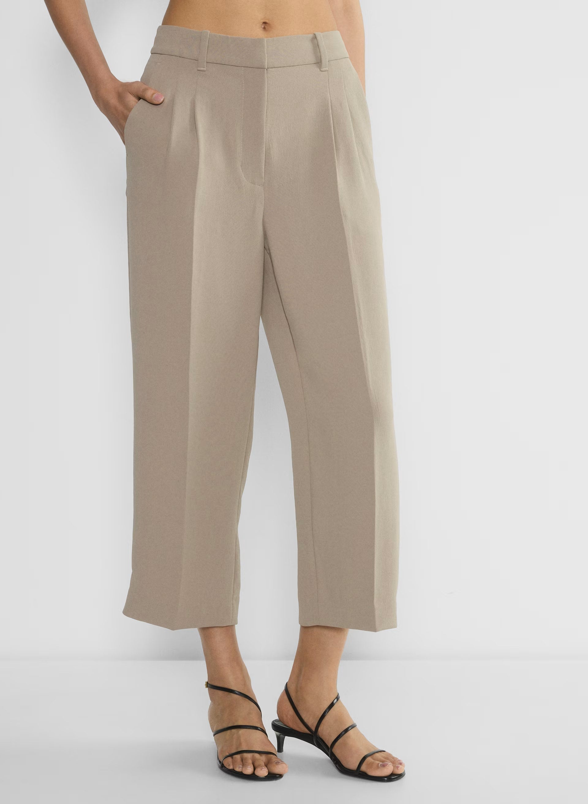 The Effortless Pant™ Cropped - Crepette™ - NOMAD TAUPE