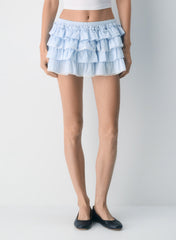 Theo Poplin Skort - INGD STRP W /CRNFL BLU