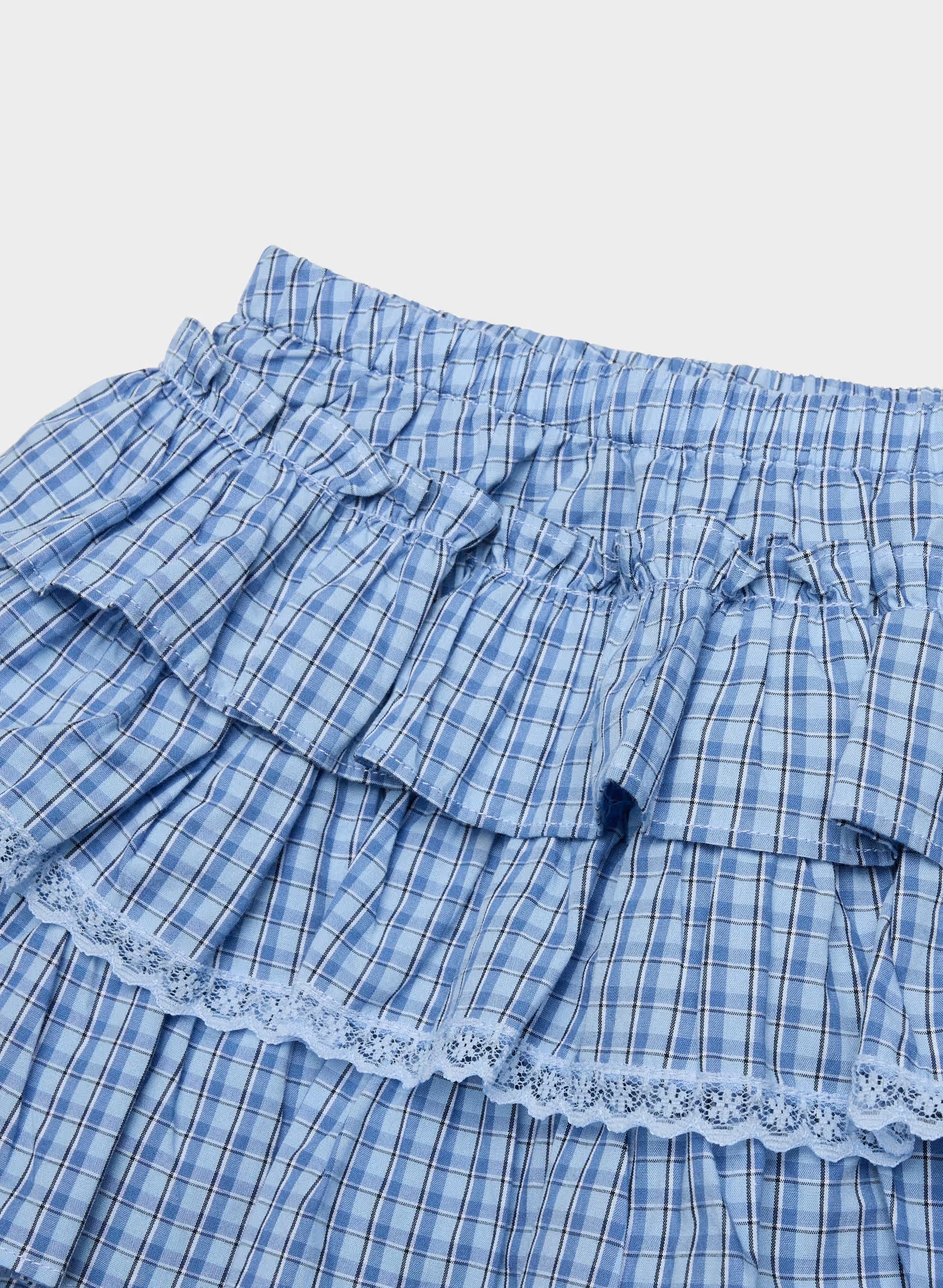 Theo Poplin Skort - ELS CHK SKL BL/ADML