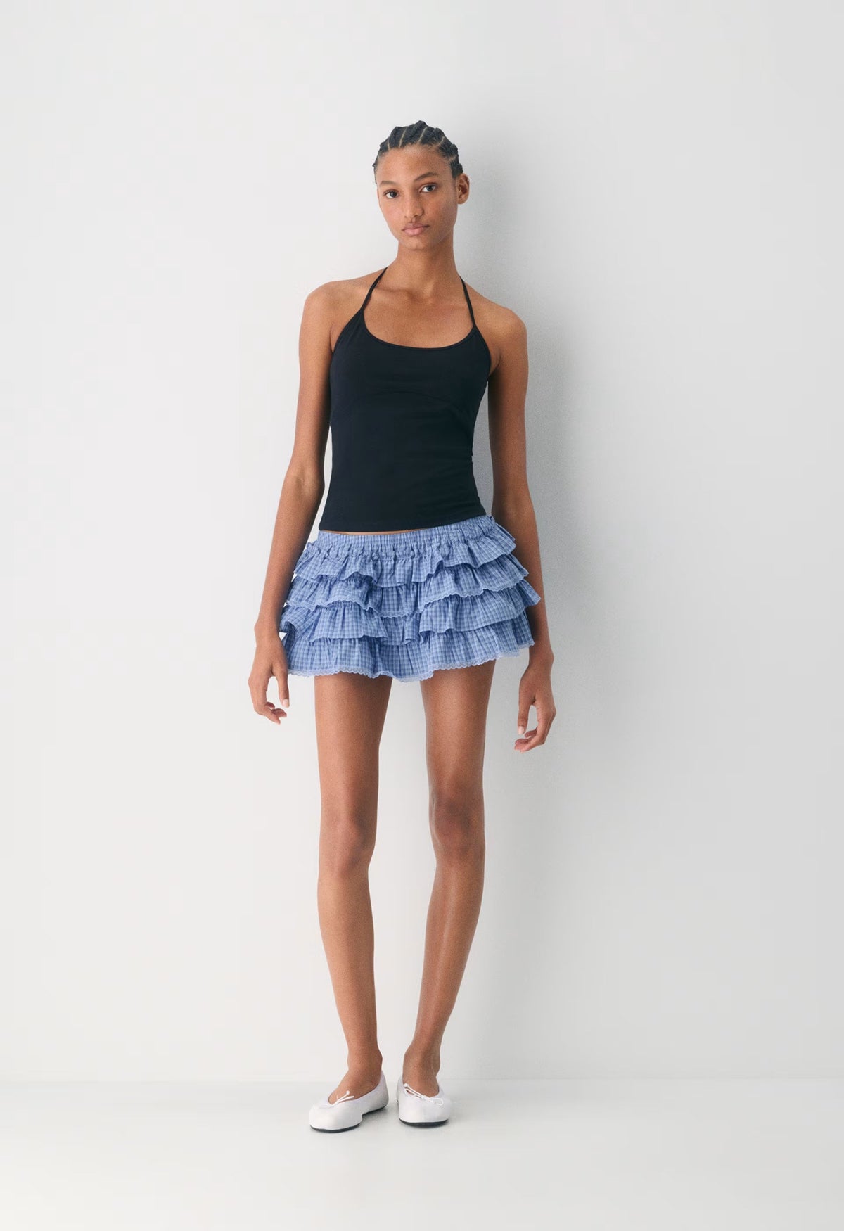 Theo Poplin Skort - ELS CHK SKL BL/ADML