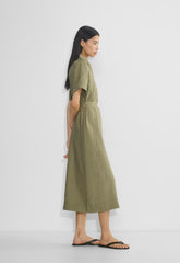 Eleta Linen Maxi Dress - SUNDRIED OLIVE