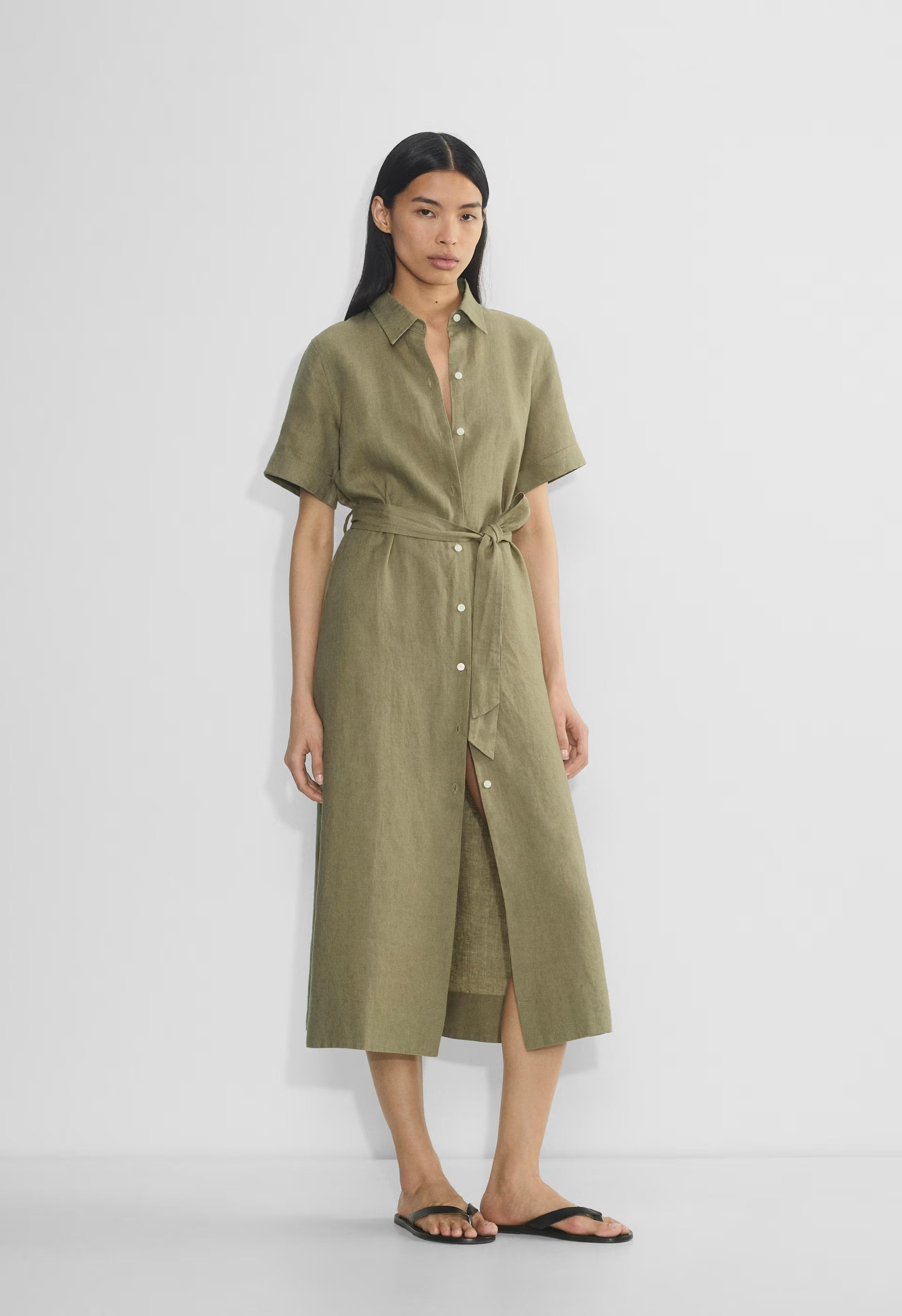 Eleta Linen Maxi Dress - SUNDRIED OLIVE