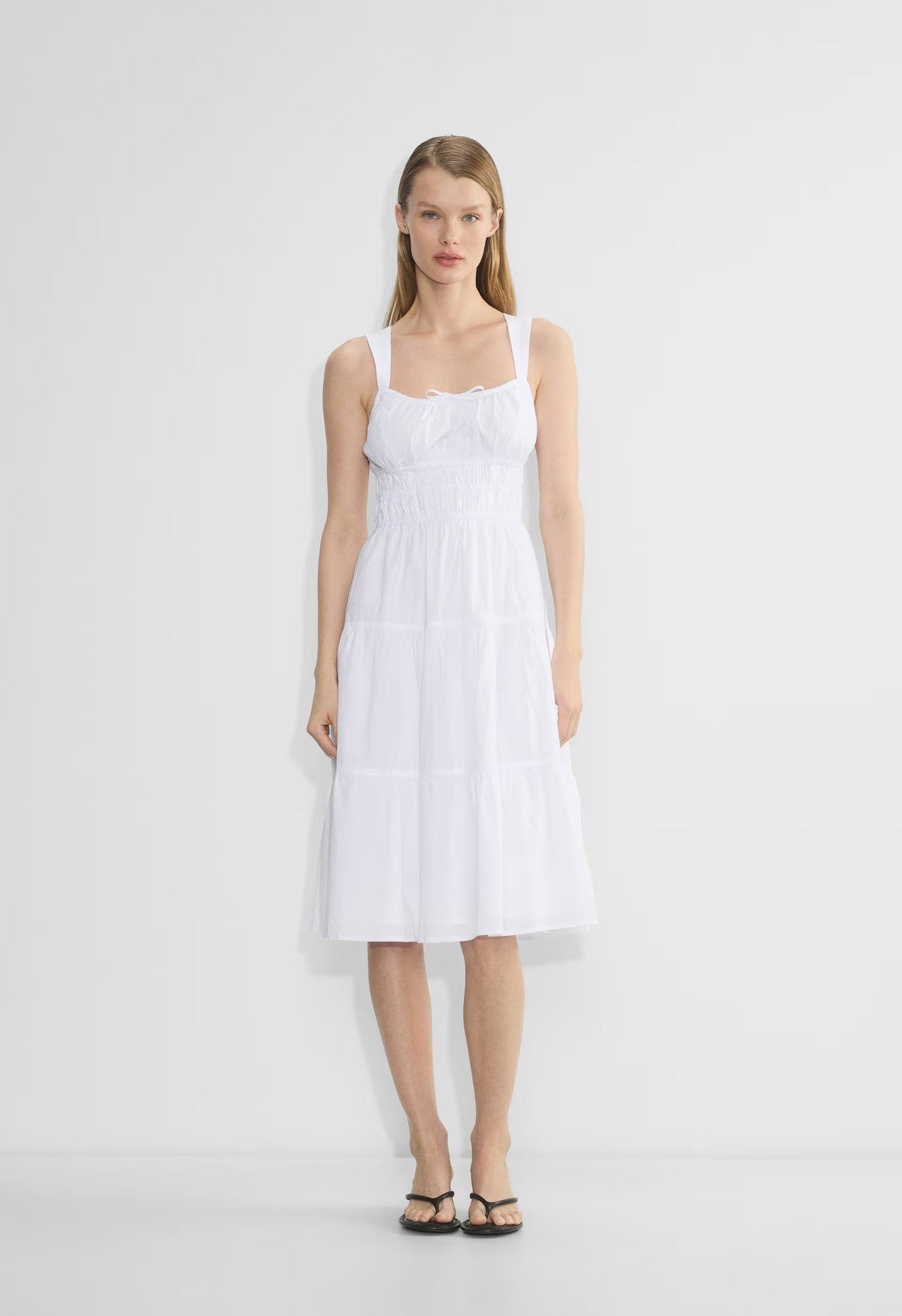 Martine Poplin Midi Dress - BRIGHT WHITE