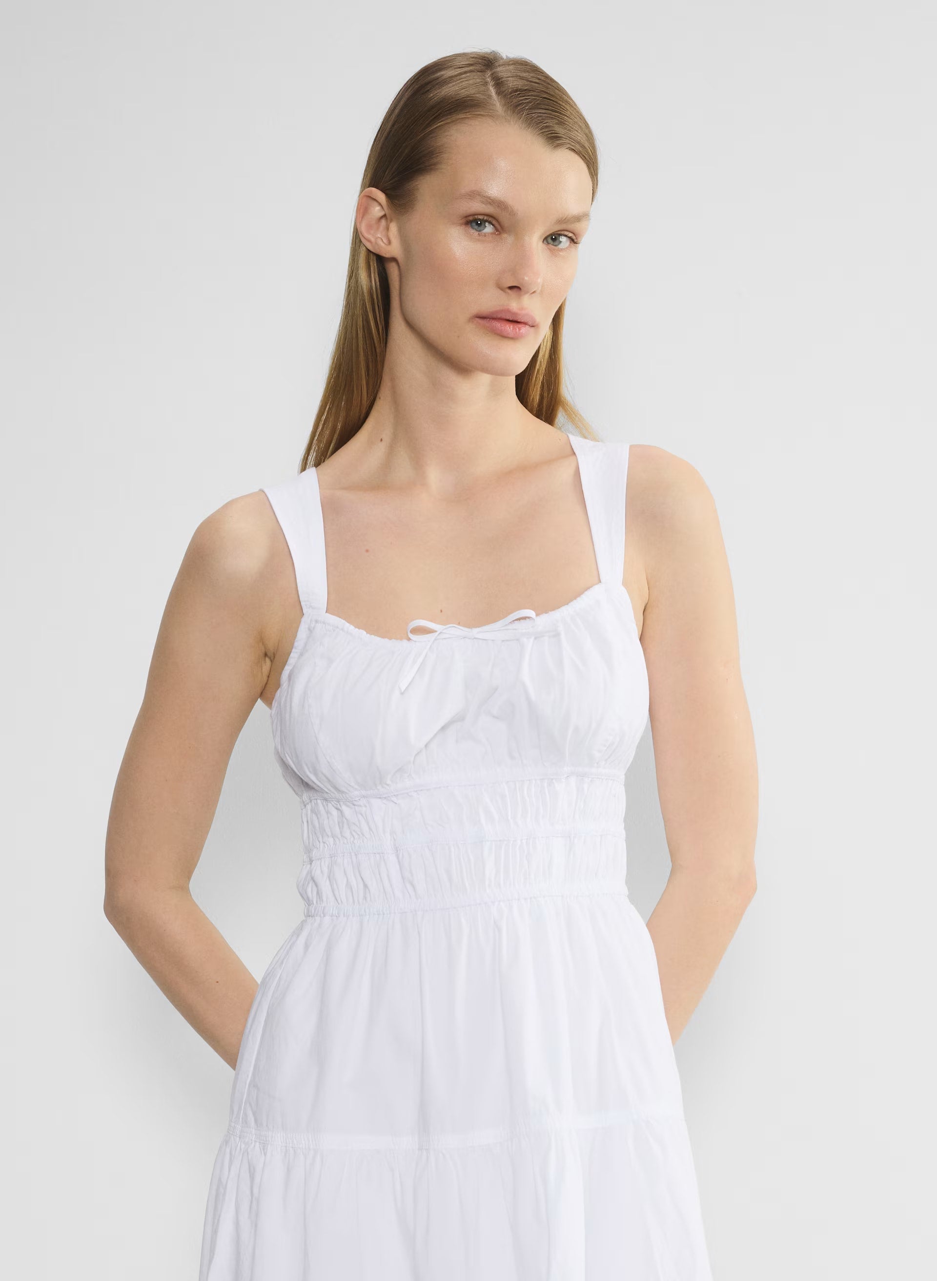 Martine Poplin Midi Dress - BRIGHT WHITE