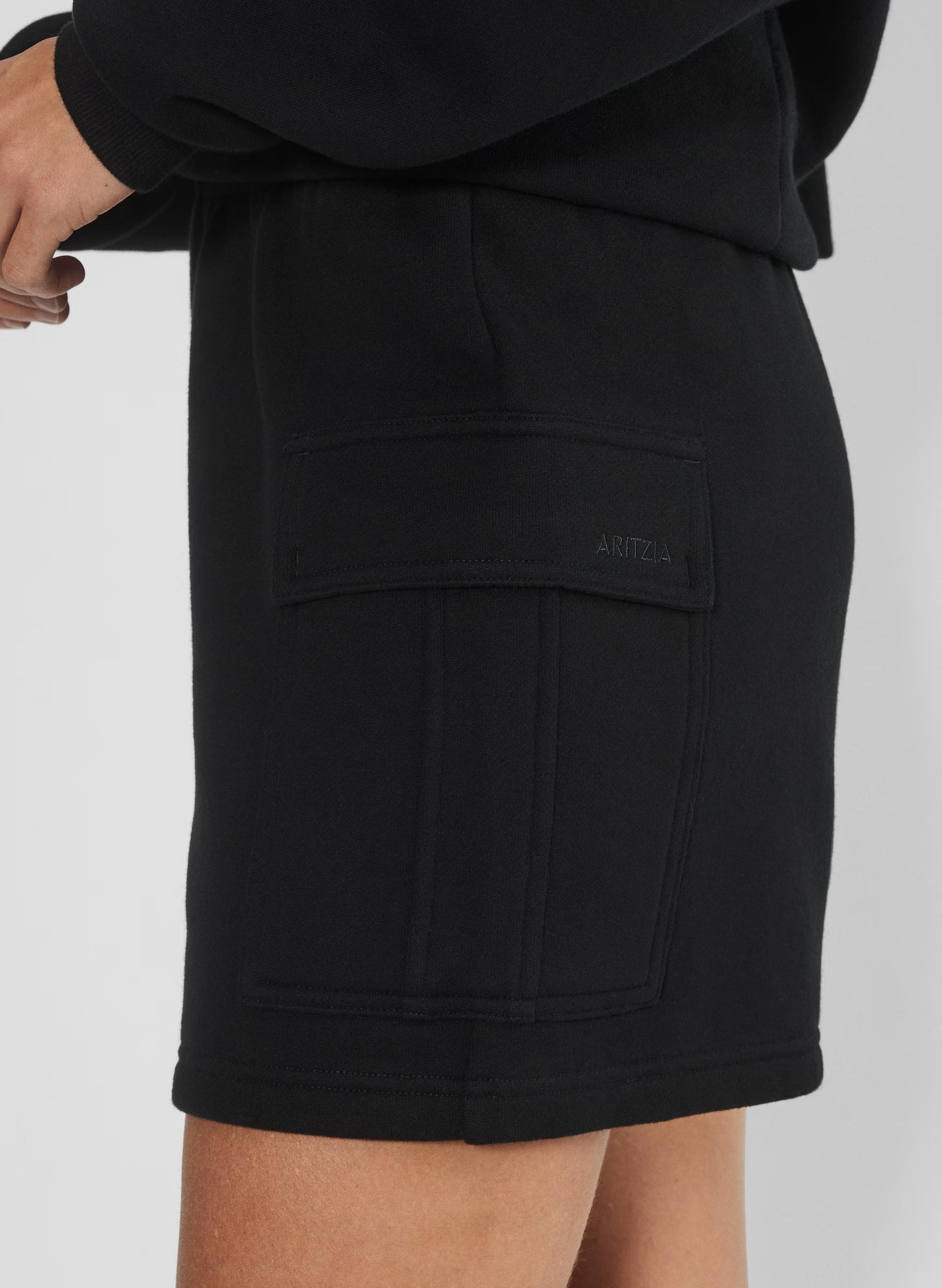 Cozy Sweatfleece Mega Cargo™ Mid-Thigh Short - BLACK