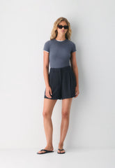 The Effortless Short™ Curve-Fit Mid-Thigh - Crepette™ - DARK NIGHT NAVY