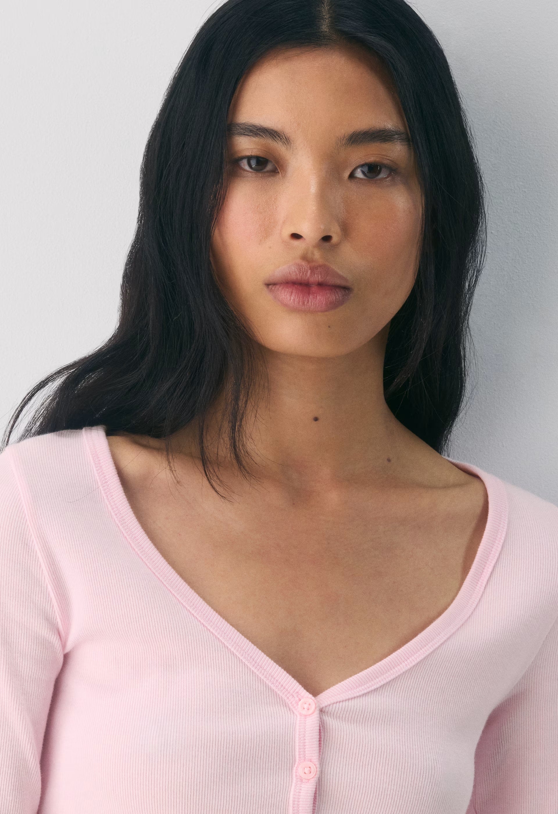 HomeStretch™ Rib Acoustic Henley - VILLA PINK