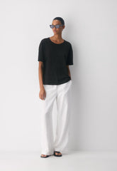 Loom Linen Quay T-Shirt - BLACK