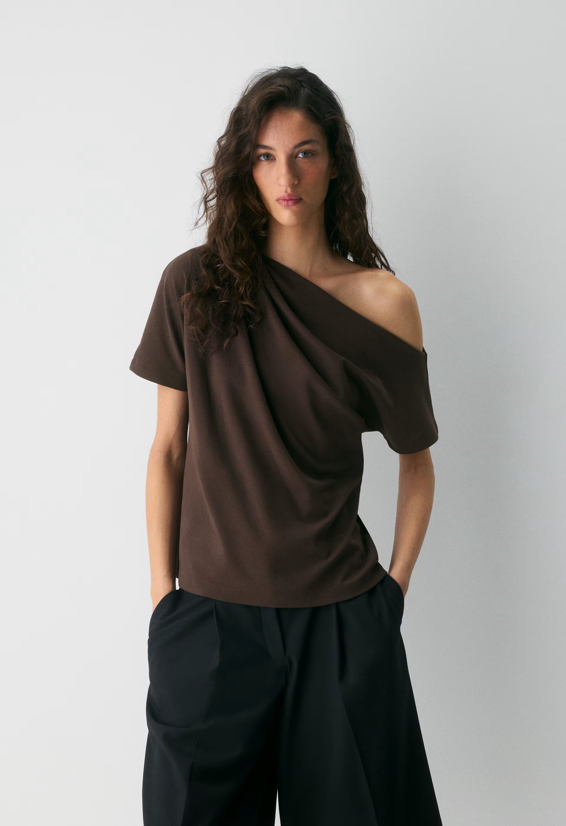 InterLock Cotton Script Top - RICH MOCHA BROWN