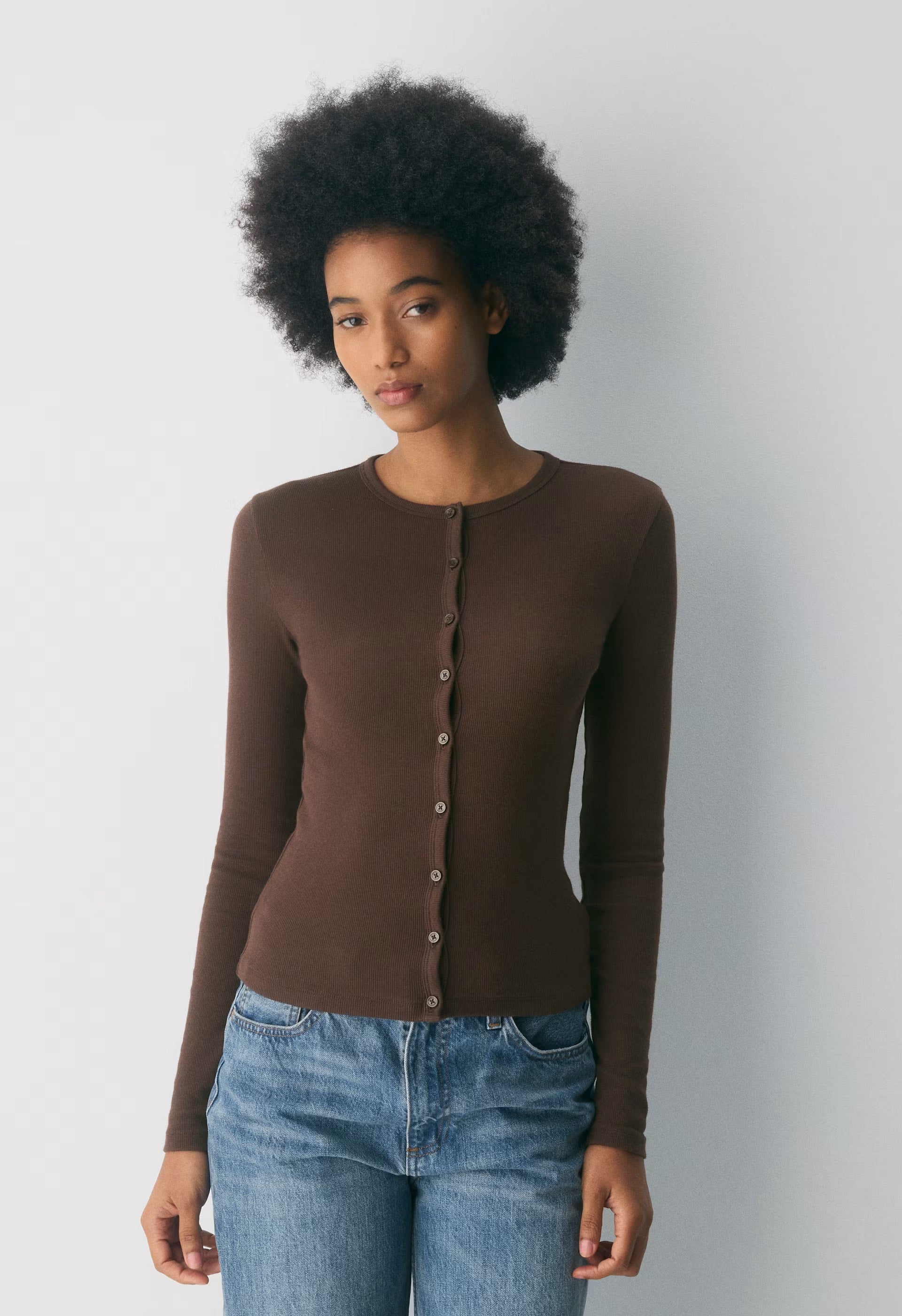 HomeStretch™ Rib Syncopation Longsleeve - RICH MOCHA BROWN