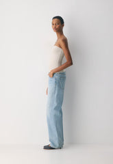 Casual Contour Hi-Hip Tube Top - HEATHER ECRU