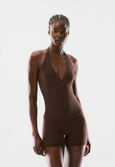 BUTTER Riley Halter Top - RICH MOCHA BROWN