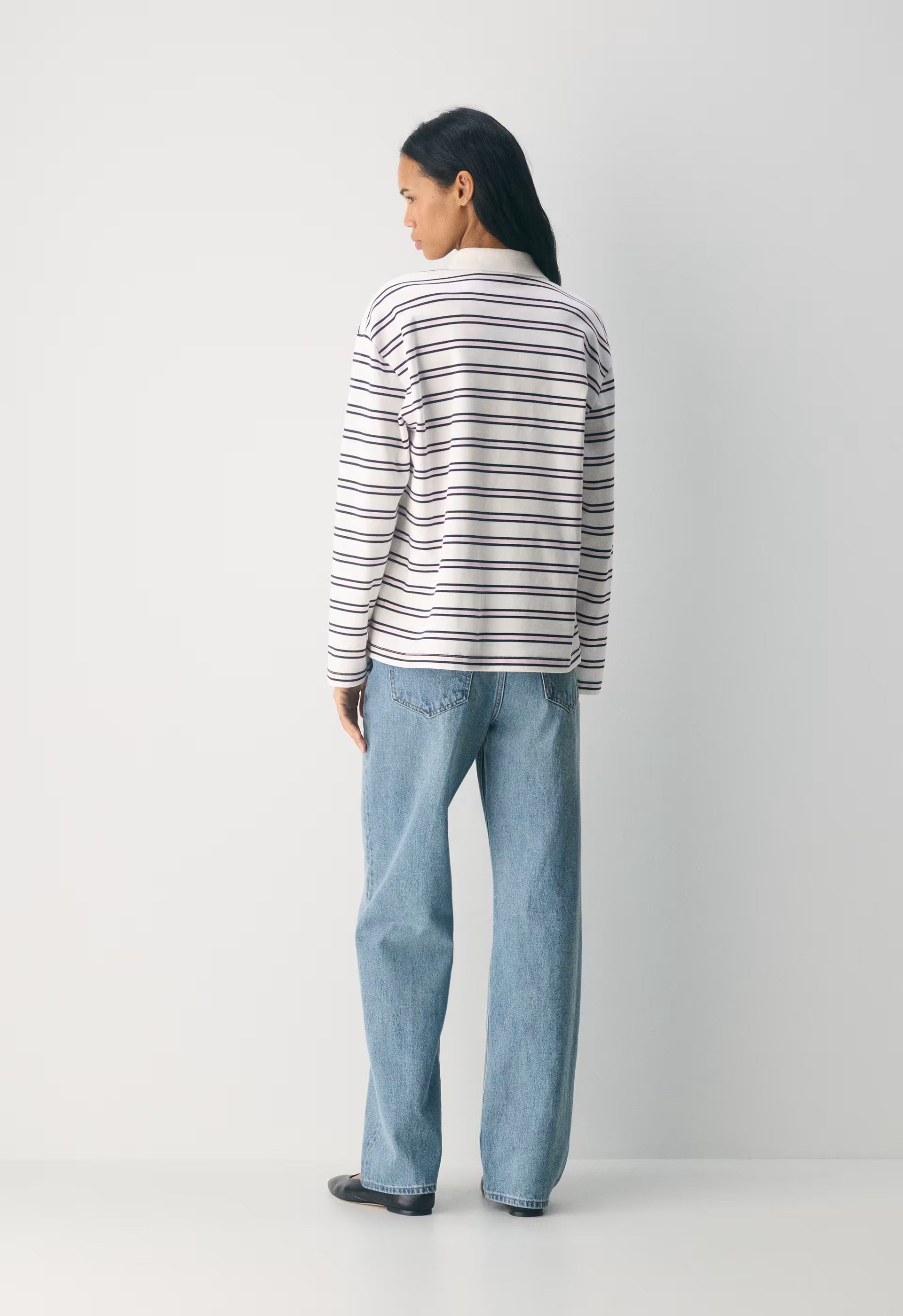 InterLock Cotton Eton Longsleeve - WHITE/ VILLA PINK