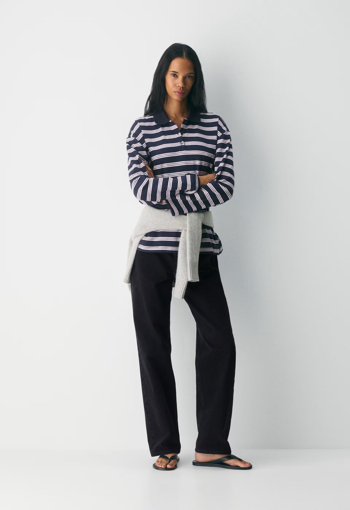 InterLock Cotton Eton Longsleeve - DRK NGT NVY/VLL PNK