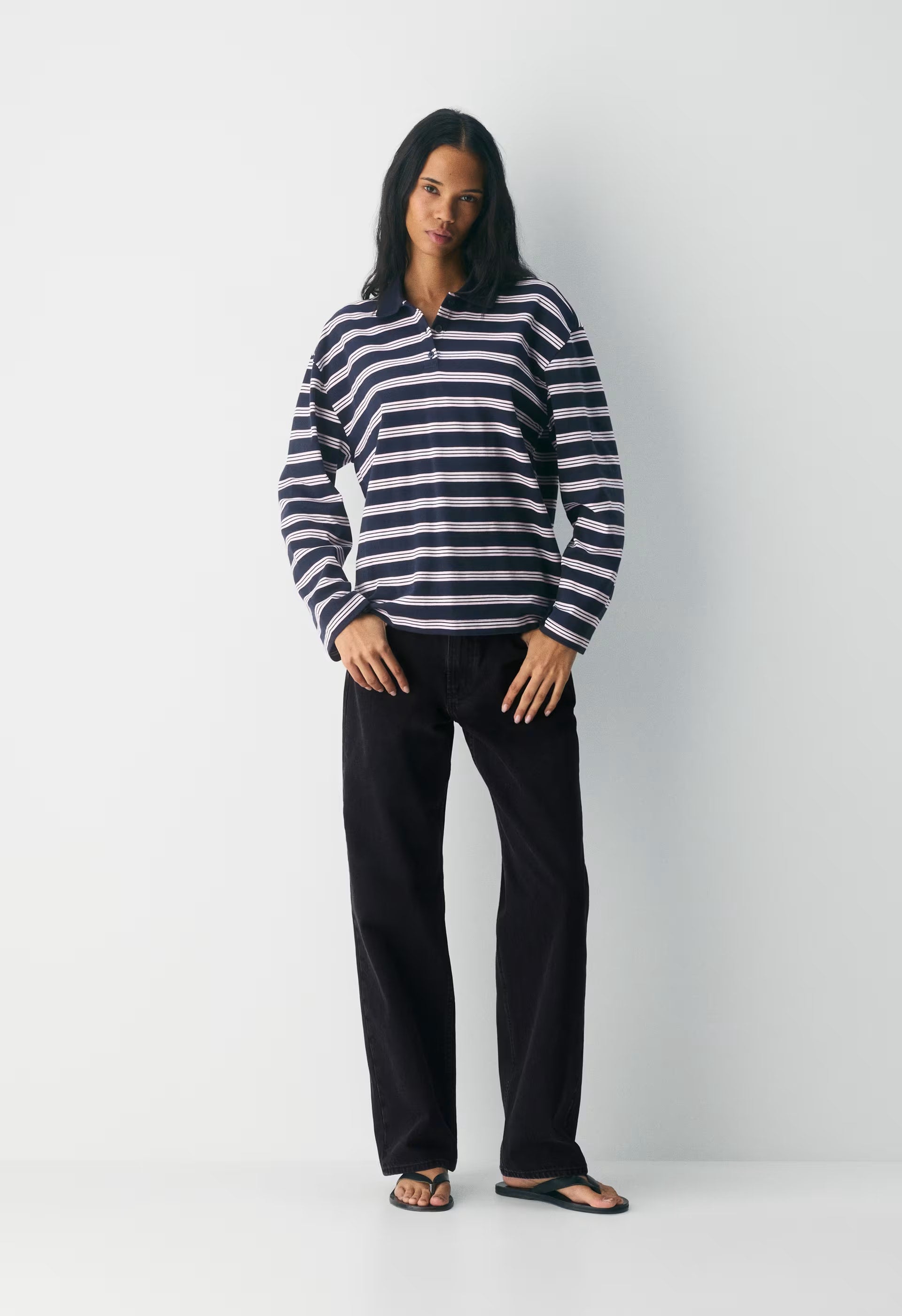 InterLock Cotton Eton Longsleeve - DRK NGT NVY/VLL PNK