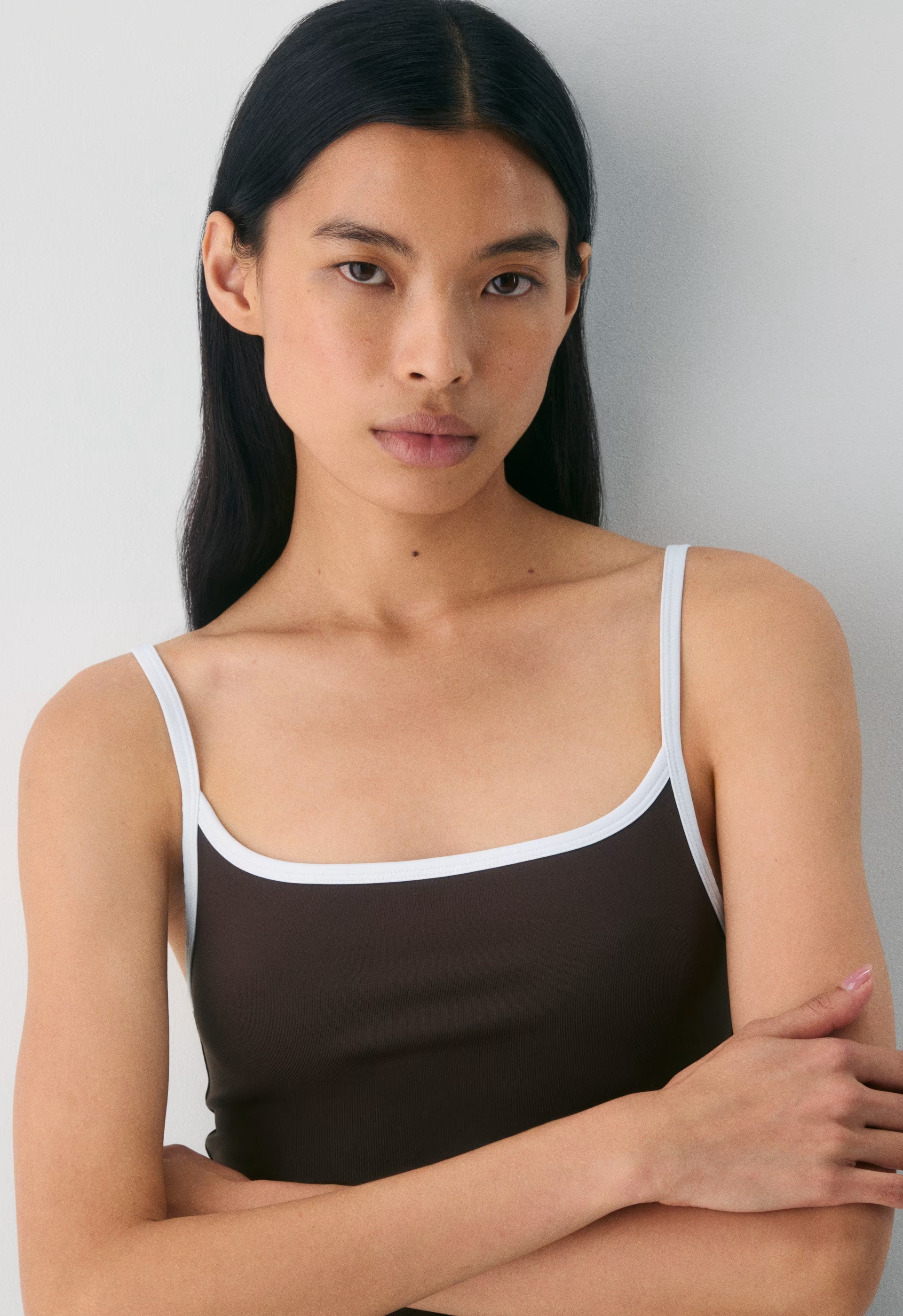 Original Contour Swoop Cami Tank - RICH MOCHA BROWN/WHITE