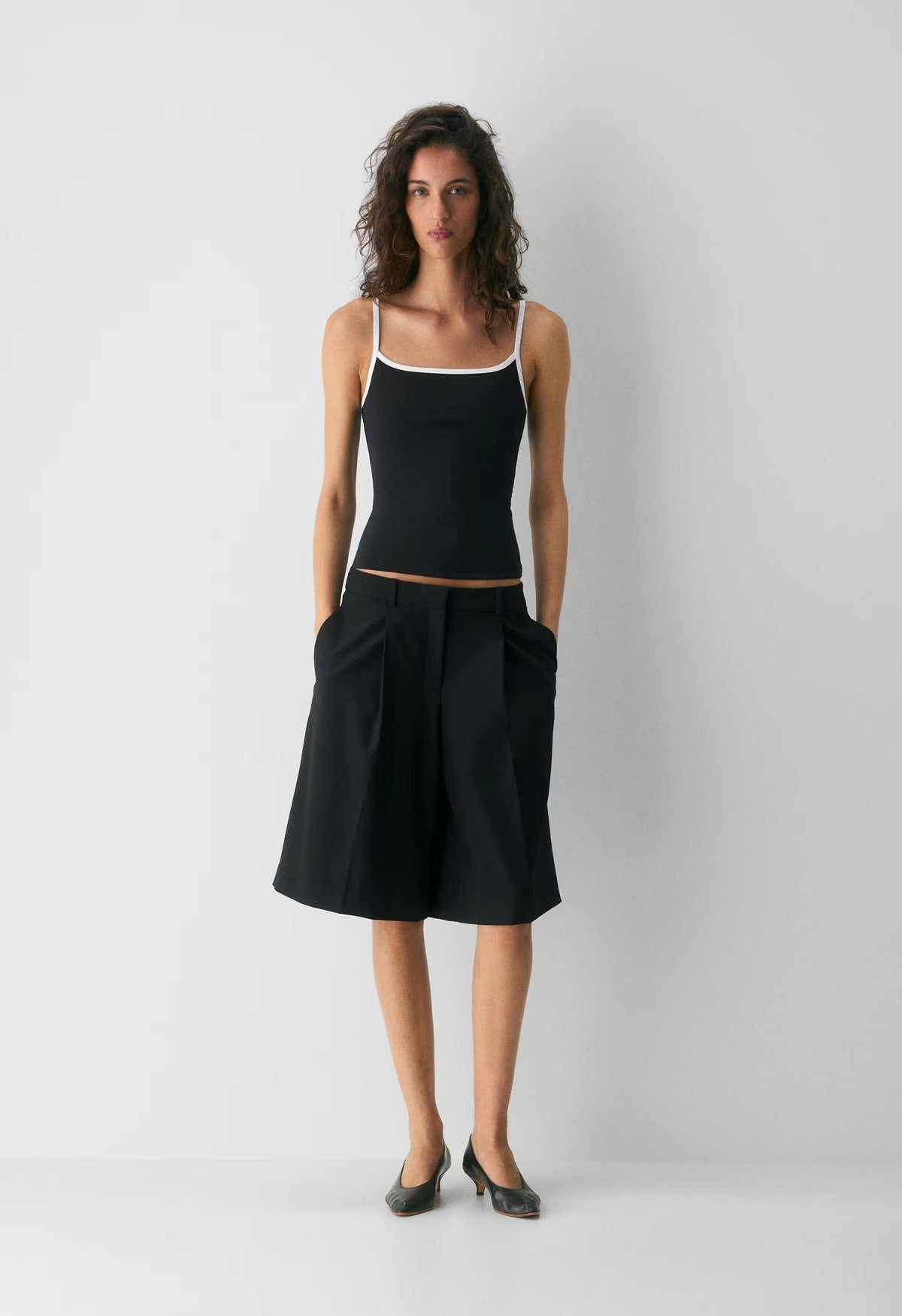 Original Contour Swoop Cami Tank - BLACK /BRIGHT WHT