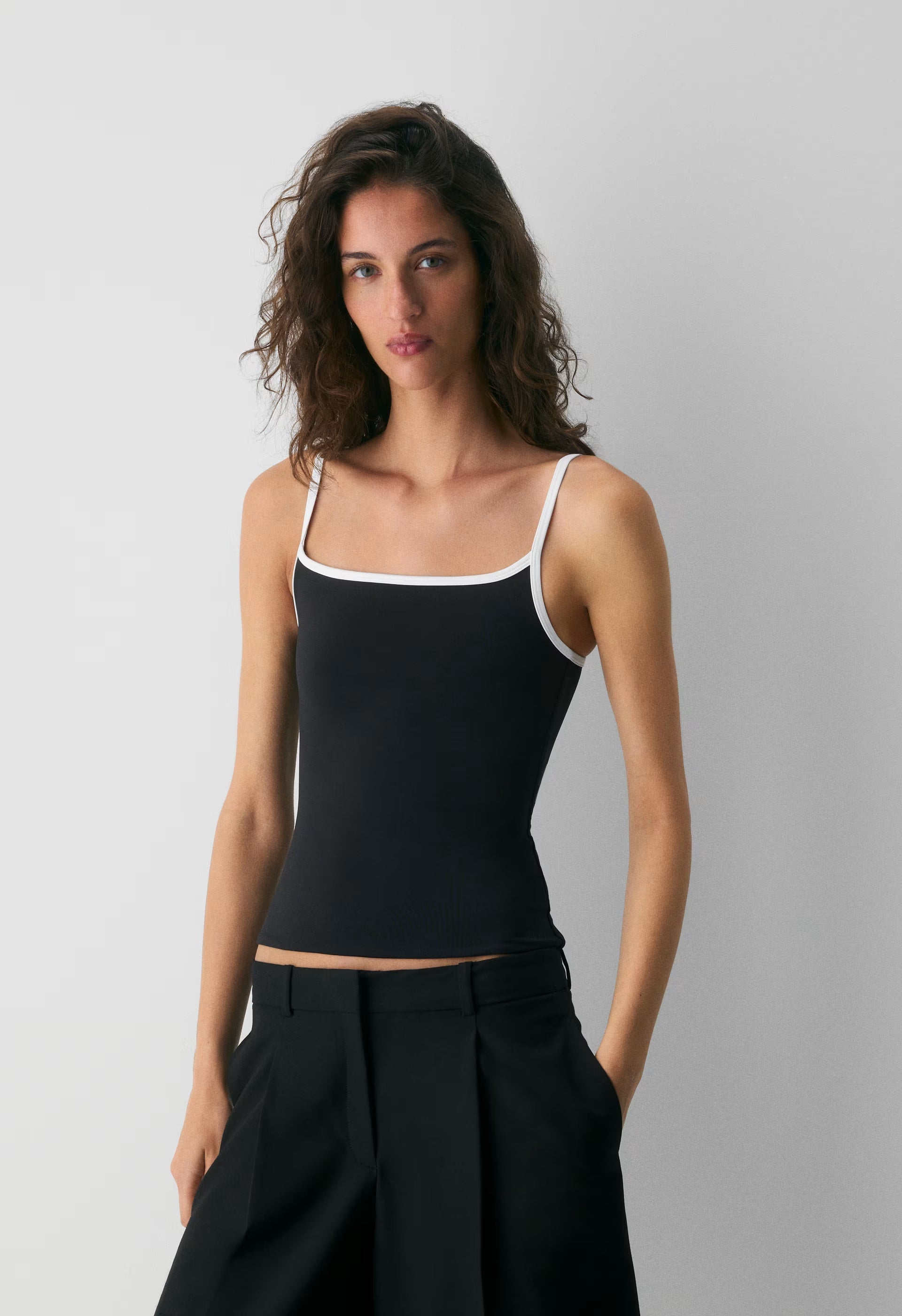 Original Contour Swoop Cami Tank - BLACK /BRIGHT WHT