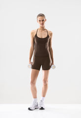LIFE Essential Cami Halter Top - RICH MOCHA BROWN