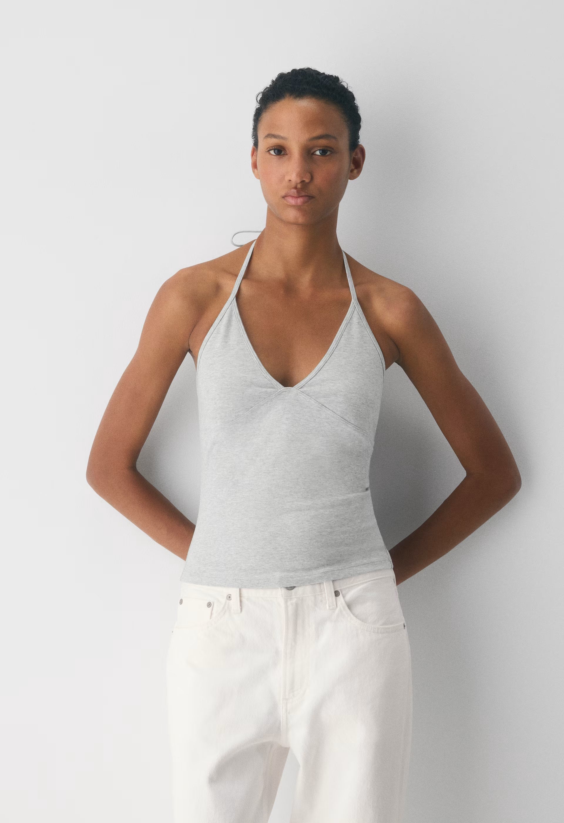HomeStretch™ Smooth Slowjam Halter Top - WHITE