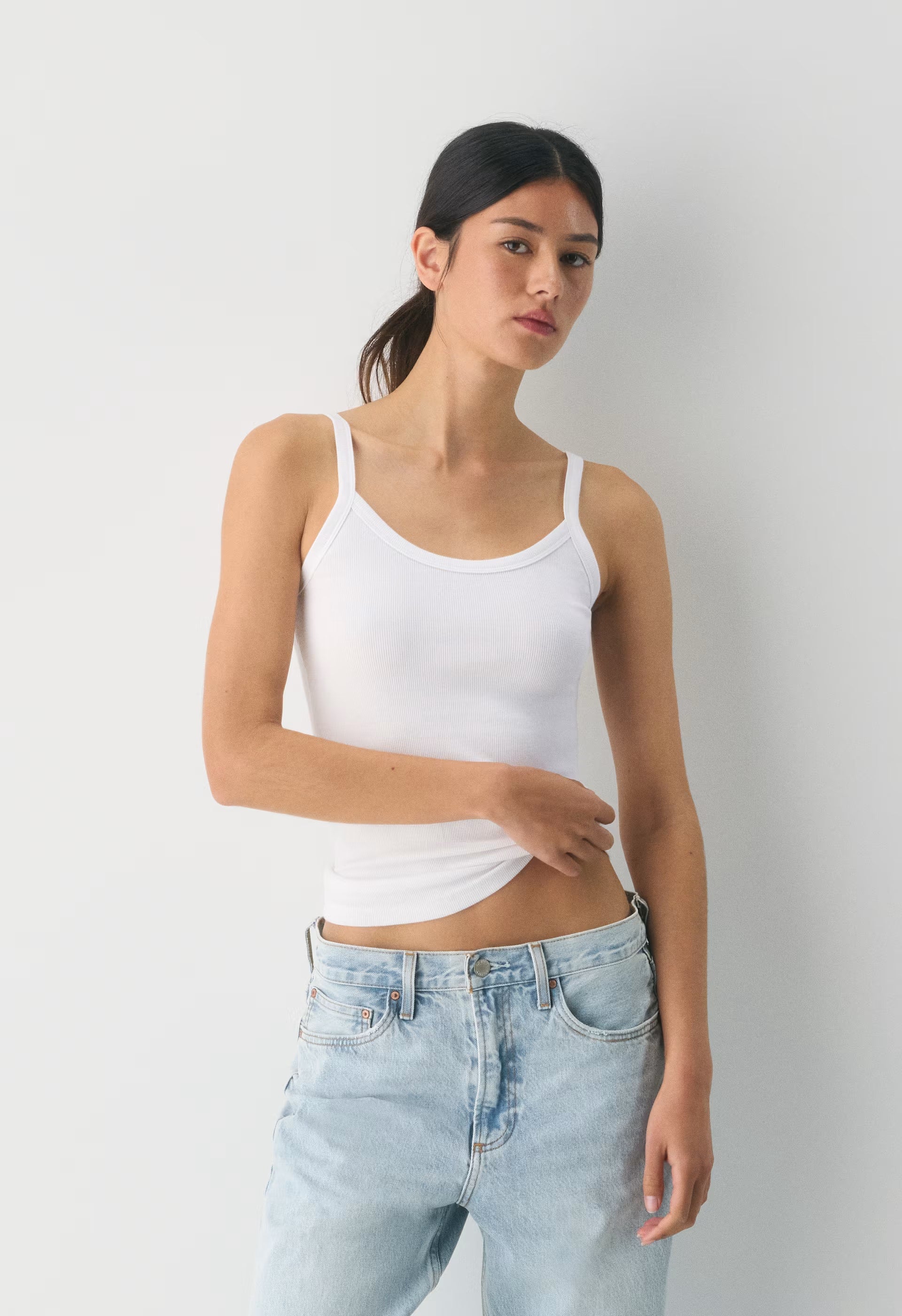 Homestretch™ Rib Spectrum Hip Cami Tank - WHITE