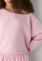 Terry Sweatfleece Perfect Off-Shoulder Top - MILKSHAKE PINK