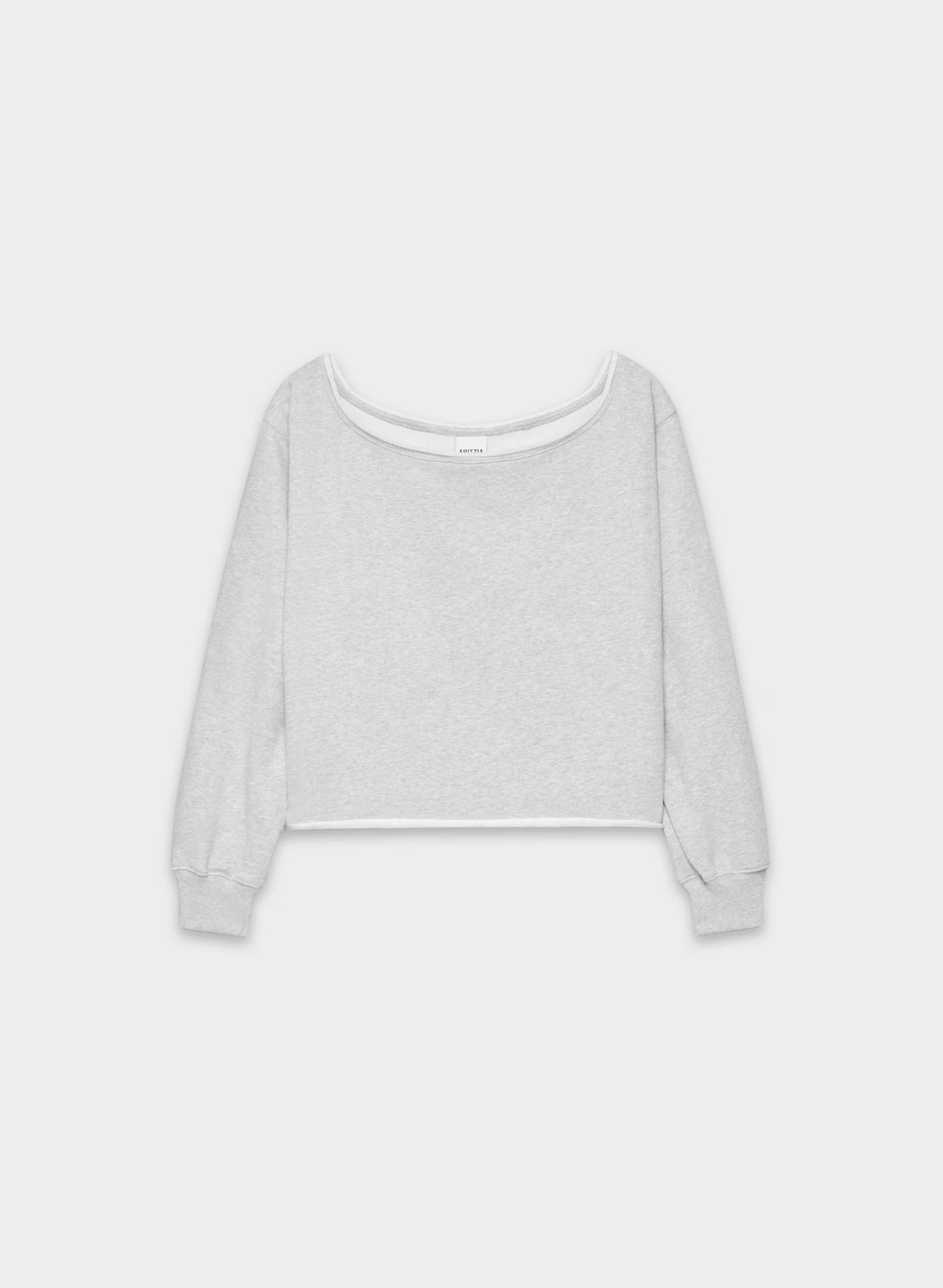 Terry Sweatfleece Perfect Off-Shoulder Top - HEATHER CHROME