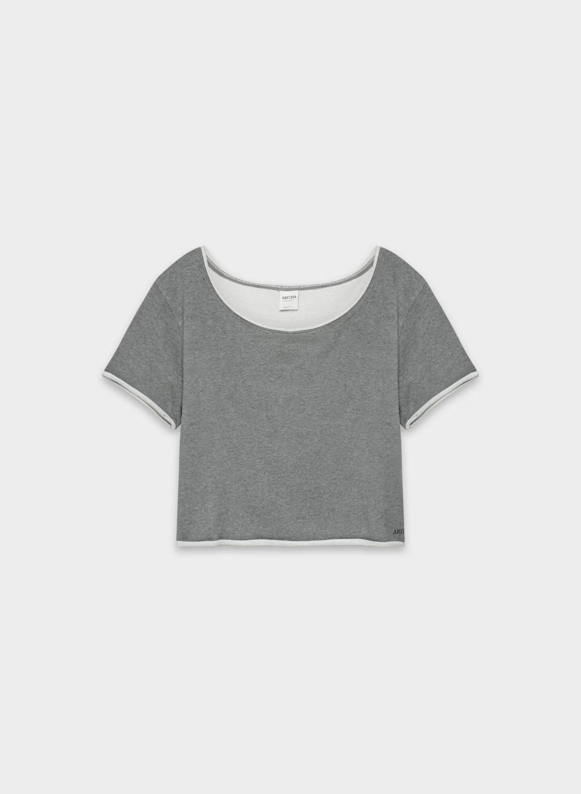 Terry Sweatfleece Perfect Off-Shoulder Shirt - HEATHER DARK GREY