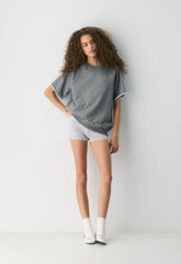 Terry Sweatfleece Perfect Raglan T-Shirt - HEATHER DARK GREY