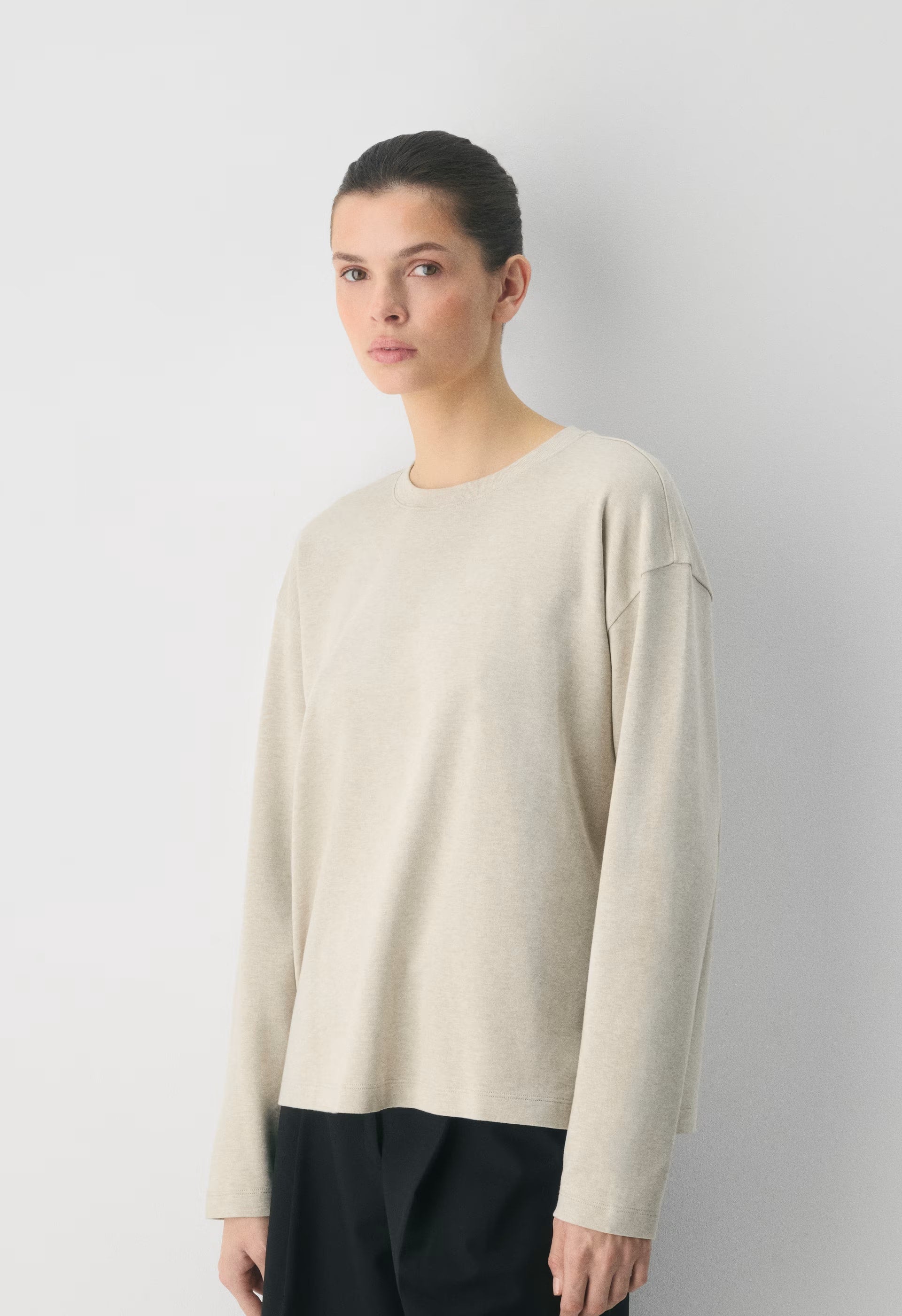 InterLock Cotton Steps Longsleeve - HEATHER ECRU