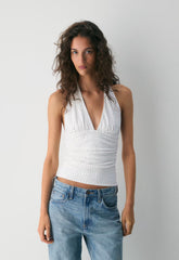 Smooth Matter™ Wylder Halter Top - WHITE/ ADMIRAL