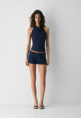 Smooth Matter™ Tower Halter Top - ADMIRAL/WHITE