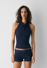 Smooth Matter™ Tower Halter Top - ADMIRAL/WHITE