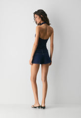 Smooth Matter™ Tower Halter Top - ADMIRAL/WHITE
