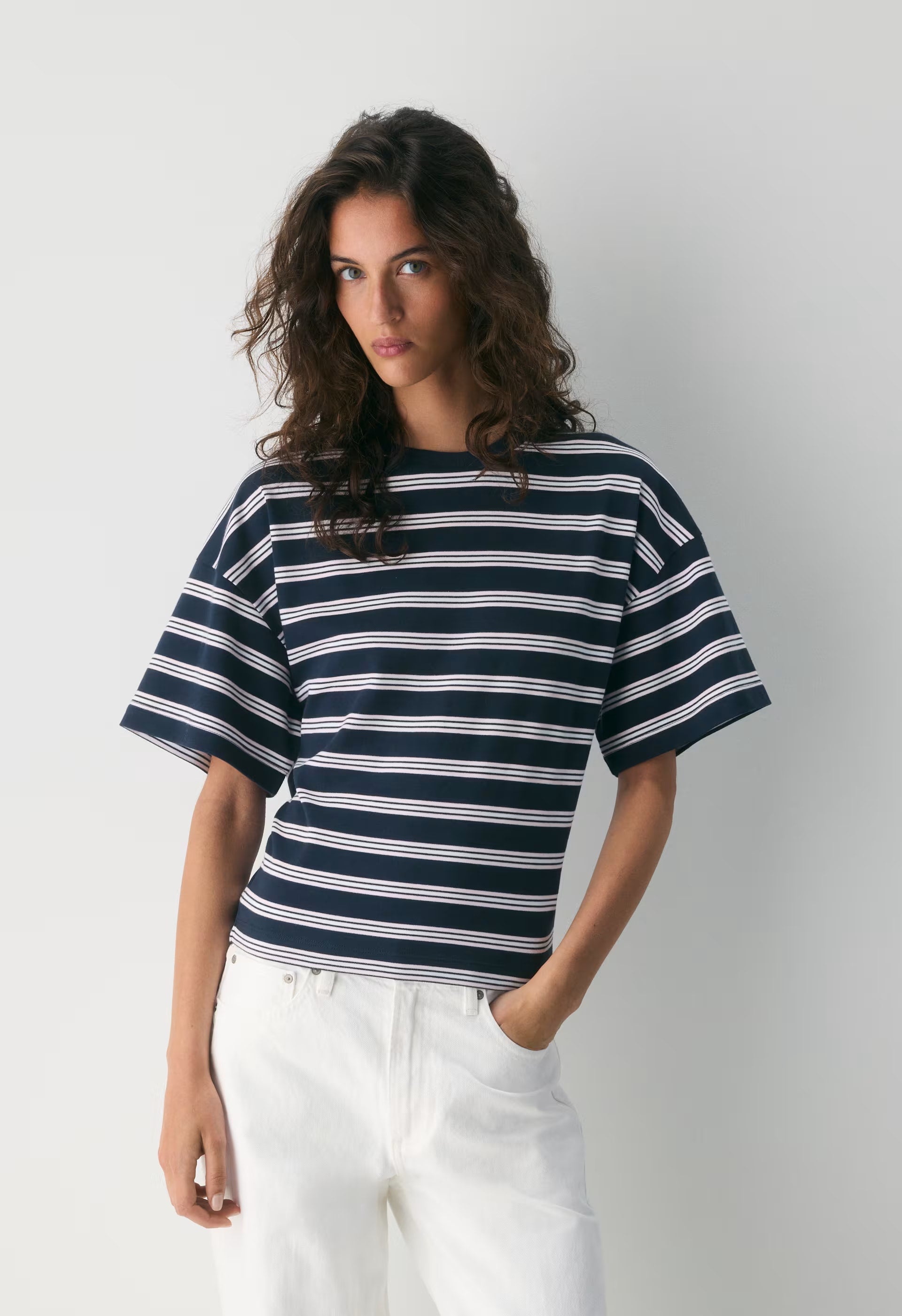 InterLock Cotton Barclay T-Shirt - DRK NGT NVY/VLL PNK