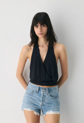 Chantal Halter Top - BLACK